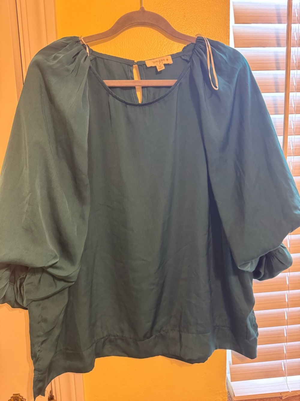 Umgee Green Puff Sleeve Women's Blouse